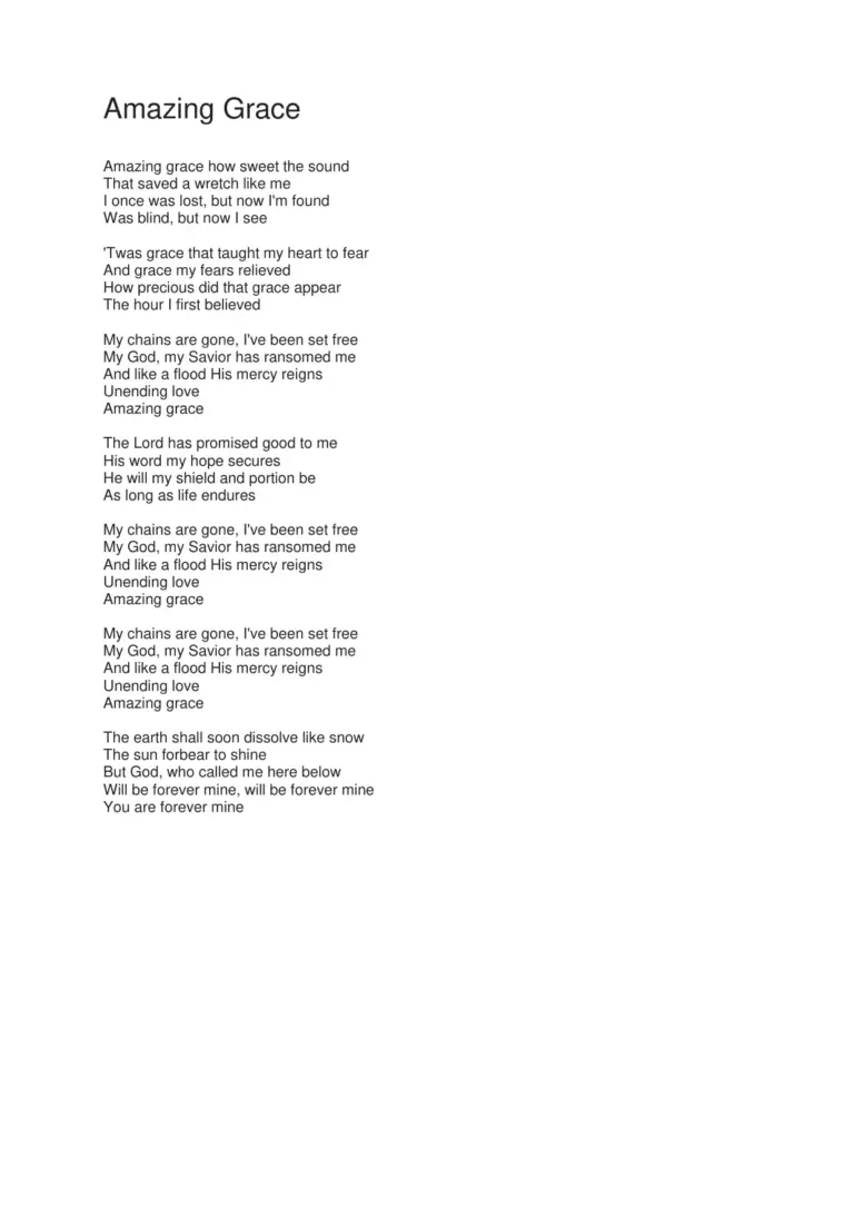 Amazing Grace Lyrics Original
